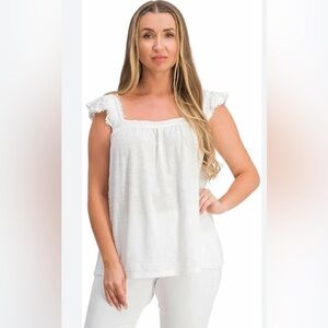 Style&Co. Women's White Ruffle Sleeve Top XL NWT